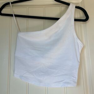 NWT PINK Victoria Secret White One Shoulder Crop Tank Top -xs